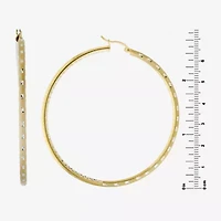 Diamond Cut Womens 14K Two Tone Gold Over Silver 67.5mm Hoop Earrings