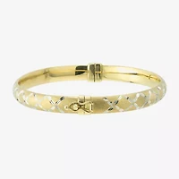 Diamond Cut Womens 14K Two Tone Gold Over Silver Bangle Bracelet