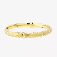 Diamond Cut Womens 14K Two Tone Gold Over Silver Bangle Bracelet