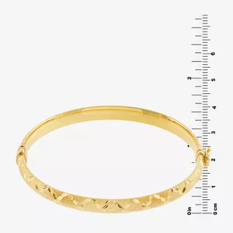 Diamond Cut Womens 14K Two Tone Gold Over Silver Bangle Bracelet