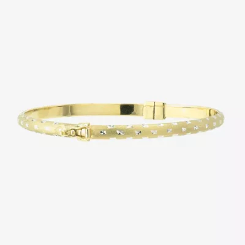 Diamond Cut Womens 14K Two Tone Gold Over Silver Bangle Bracelet