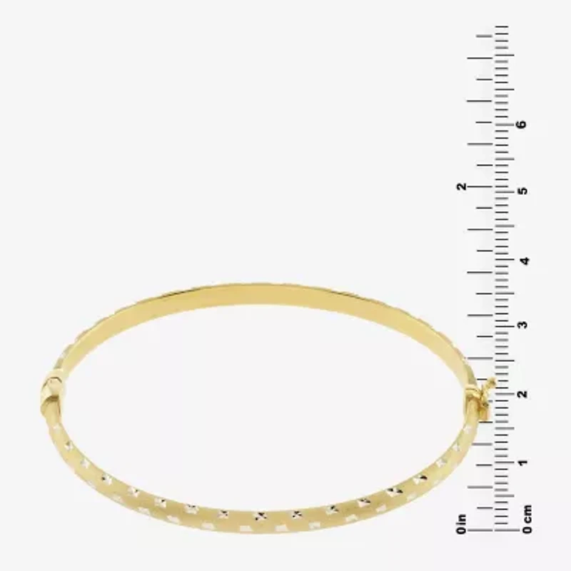 Diamond Cut Womens 14K Two Tone Gold Over Silver Bangle Bracelet