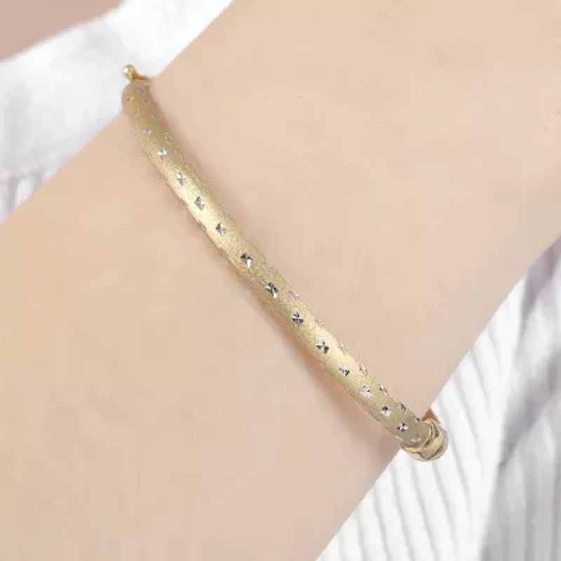 Diamond Cut Womens 14K Two Tone Gold Over Silver Bangle Bracelet
