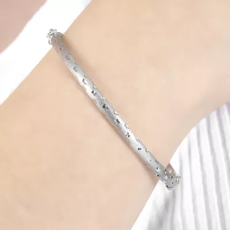 Diamond Cut Womens Sterling Silver Bangle Bracelet