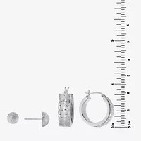 Diamond Cut Womens Sterling Silver 2 Pair Earring Set