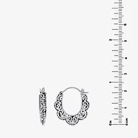 Bali Inspired Womens Sterling Silver 20.8mm Hoop Earrings