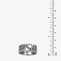 Bali Inspired Womens Sterling Silver Heart Cocktail Ring