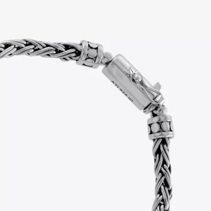 Bali Inspired Womens Sterling Silver Semisolid Byzantine Chain Bracelet