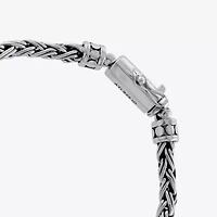 Bali Inspired Womens Sterling Silver Semisolid Byzantine Chain Bracelet