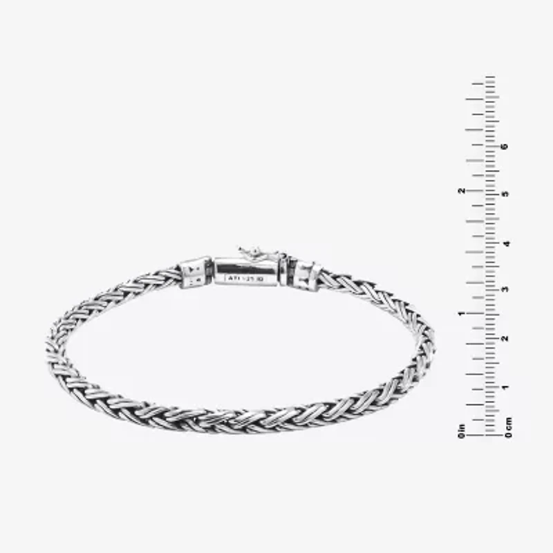 Bali Inspired Womens Sterling Silver Semisolid Byzantine Chain Bracelet
