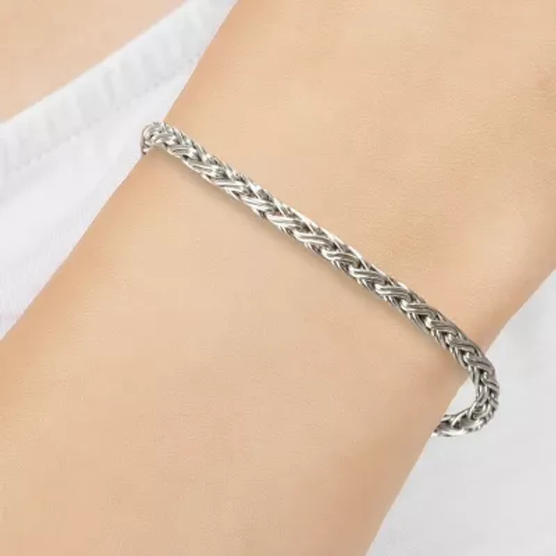 Bali Inspired Womens Sterling Silver Semisolid Byzantine Chain Bracelet