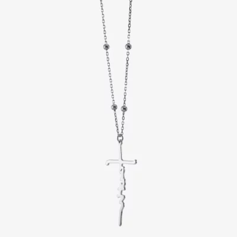 Womens Sterling Silver Cross 16 Inch Pendant Necklace