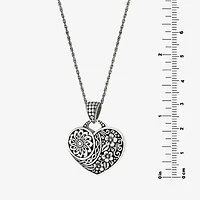 Womens Sterling Silver Heart 16 Inch Pendant Necklace