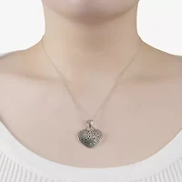 Womens Sterling Silver Heart 16 Inch Pendant Necklace