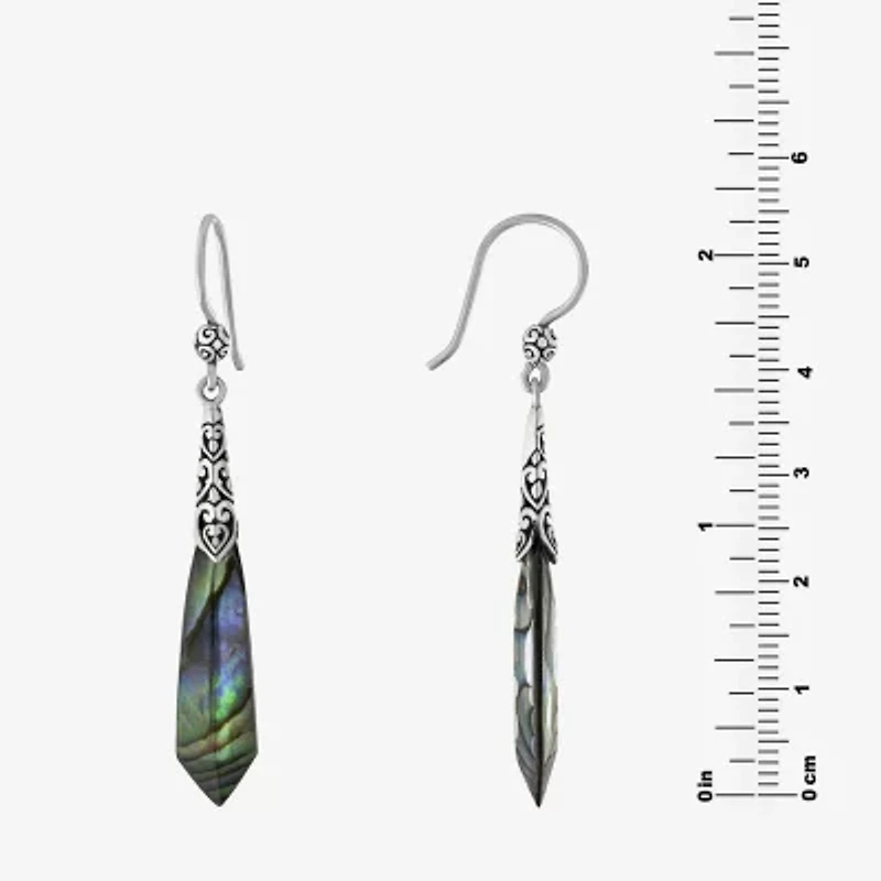 Womens Gray Abalone Sterling Silver Drop Earrings
