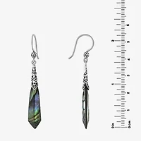 Womens Gray Abalone Sterling Silver Drop Earrings