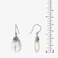 Womens White Mother Of Pearl Sterling Silver Pear Drop Earrings