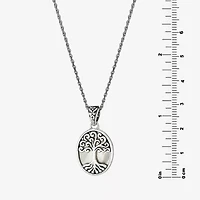 Tree Of Life Womens White Mother Of Pearl Sterling Silver 16 Inch Pendant Necklace