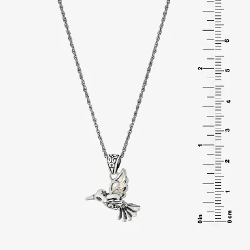 Hummingbird Womens White Mother Of Pearl Sterling Silver 16 Inch Pendant Necklace