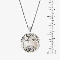 Tree Of Life Womens White Mother Of Pearl Sterling Silver Round 16 Inch Pendant Necklace