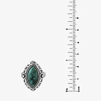 Womens Enhanced Blue Turquoise Sterling Silver Cocktail Ring