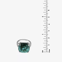 Womens Enhanced Blue Turquoise Sterling Silver Oval Cocktail Ring