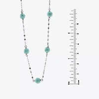 Womens Blue Turquoise Sterling Silver 16 Inch Beaded Necklace