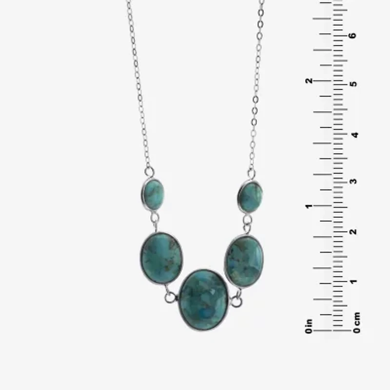 Womens Blue Sterling Silver 18 Inch Statement Necklace