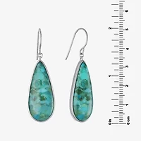 Womens Enhanced Blue Turquoise Sterling Silver Pear Drop Earrings