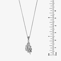 Bali Inspired Womens Sterling Silver Butterfly 16 Inch Pendant Necklace