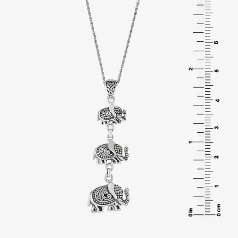 Bali Inspired Womens Sterling Silver 16 Inch Pendant Necklace