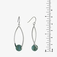 Womens Enhanced Blue Turquoise Sterling Silver Drop Earrings