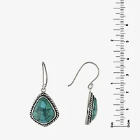 Womens Enhanced Blue Turquoise Sterling Silver Drop Earrings