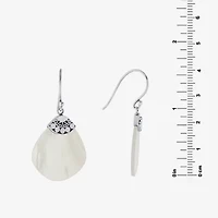 Bali Inspired Womens White Mother Of Pearl Sterling Silver Drop Earrings