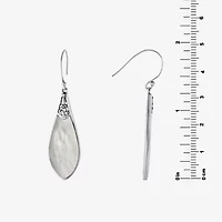 Bali Inspired Womens White Mother Of Pearl Sterling Silver Drop Earrings