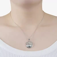 Tree Of Life Womens White Mother Of Pearl Sterling Silver 16 Inch Pendant Necklace
