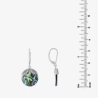 Bali Inspired Womens Abalone Sterling Silver Round Drop Earrings