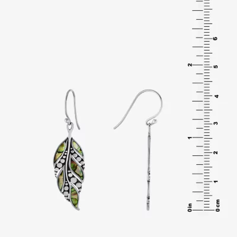 Bali Inspired Womens Abalone Sterling Silver Drop Earrings
