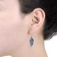 Bali Inspired Womens Abalone Sterling Silver Drop Earrings