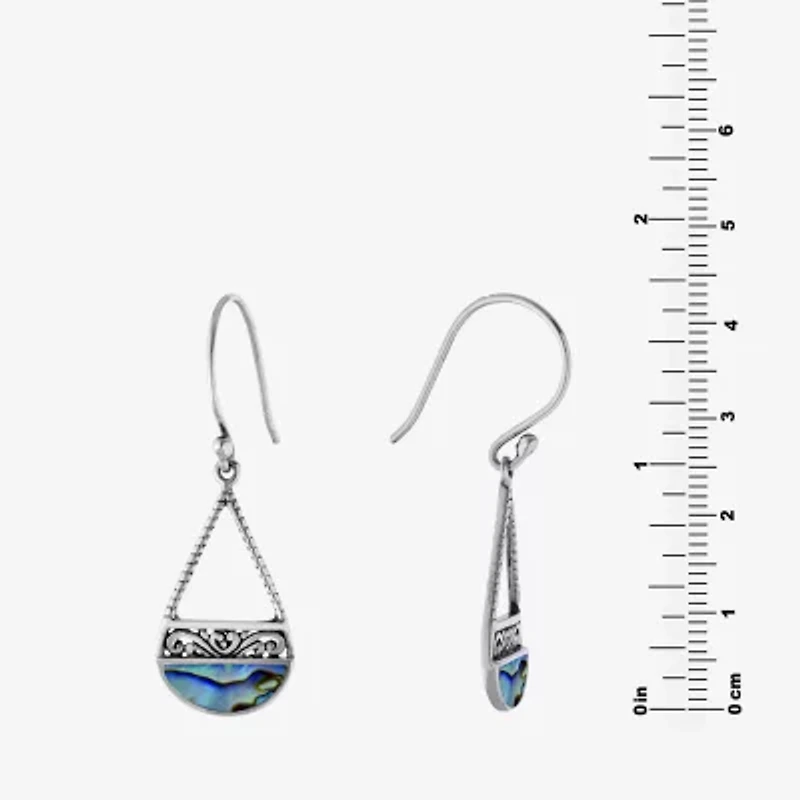 Bali Inspired Womens Abalone Sterling Silver Drop Earrings