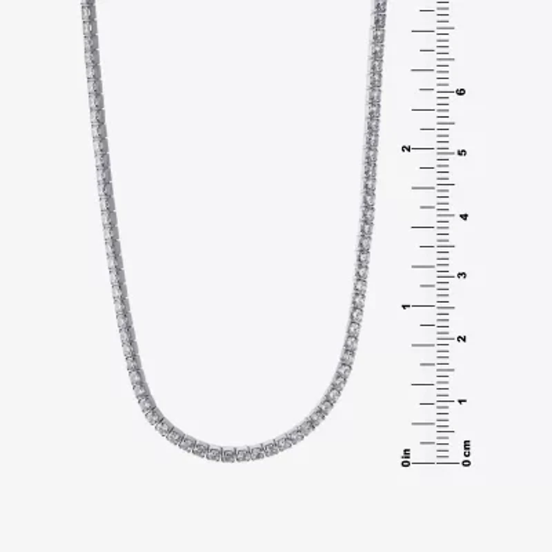 Adjustable Length Womens Cubic Zirconia Sterling Silver 26 Inch Tennis Necklace