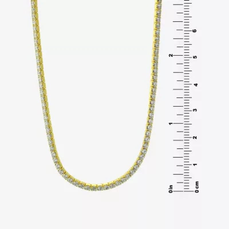 Adjustable Length Womens Cubic Zirconia 14K Gold Over Silver 26 Inch Tennis Necklace