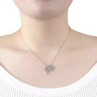 Diamonart "I Am Blessed" Womens Cubic Zirconia Sterling Silver Pear Round 16 Inch Pendant Necklace
