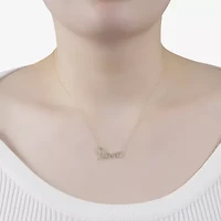 Diamonart "Love" Womens Cubic Zirconia 14K Gold Over Silver 16 Inch Pendant Necklace