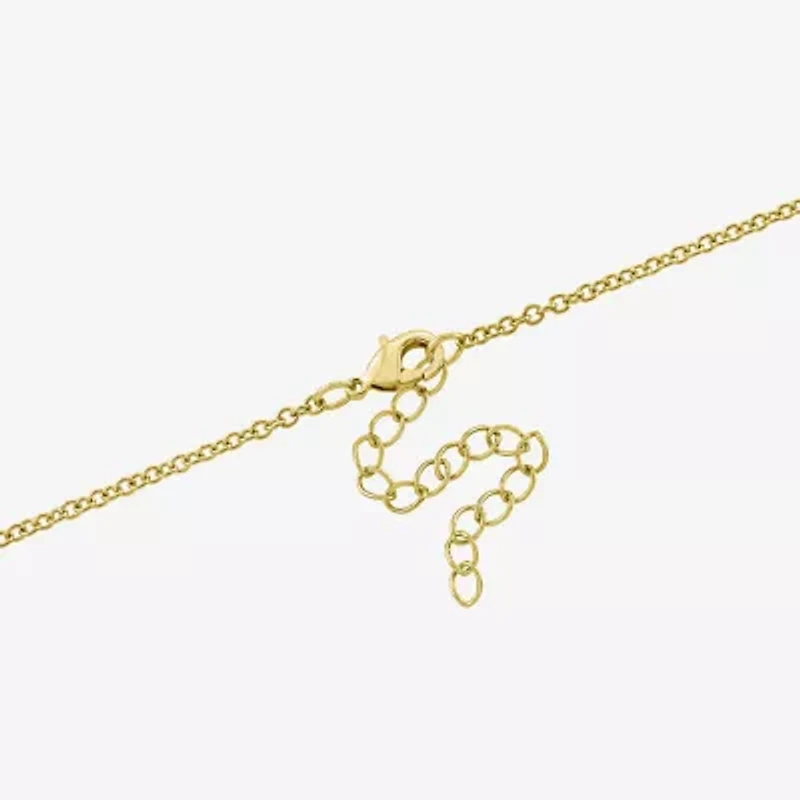 Diamonart "Love" Womens Cubic Zirconia 14K Gold Over Silver 16 Inch Pendant Necklace