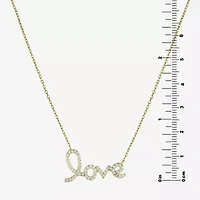 Diamonart "Love" Womens Cubic Zirconia 14K Gold Over Silver 16 Inch Pendant Necklace