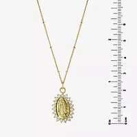 Diamonart Lady Of Guadalupe Womens Cubic Zirconia 14K Gold Over Silver Oval 16 Inch Pendant Necklace