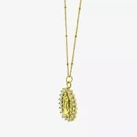 Diamonart Lady Of Guadalupe Womens Cubic Zirconia 14K Gold Over Silver Oval 16 Inch Pendant Necklace