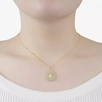 Diamonart Lady Of Guadalupe Womens Cubic Zirconia 14K Gold Over Silver Oval 16 Inch Pendant Necklace
