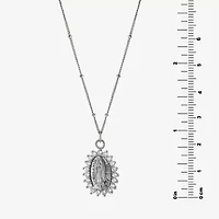 Diamonart Lady Of Guadalupe Womens Cubic Zirconia Sterling Silver Oval 16 Inch Pendant Necklace